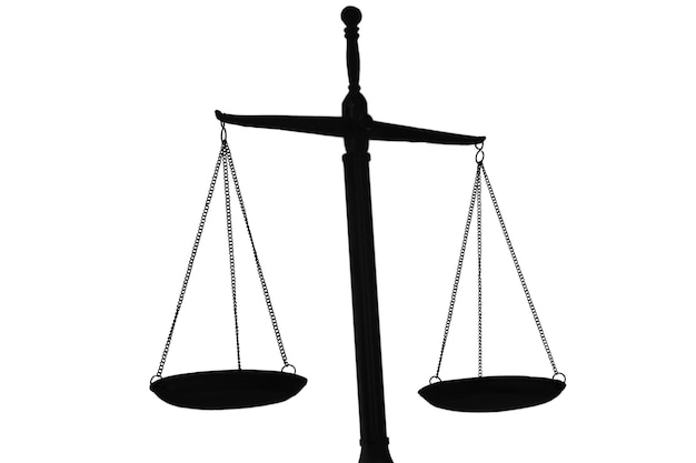 Gesetzskalen auf Tabellenhintergrund. Symbol der Gerechtigkeit