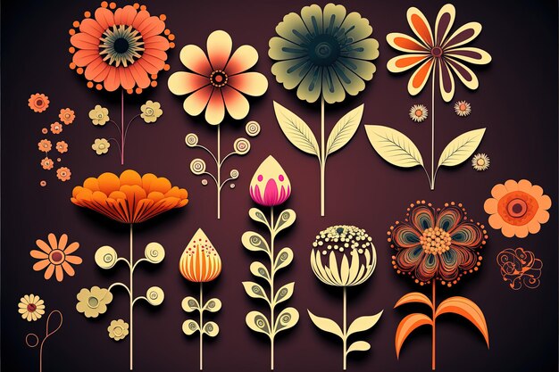 Gesetzte Illustration der Blume, Hintergrund. Generative KI