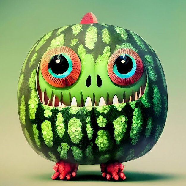 Gesicht eines Wassermelonenmonsters