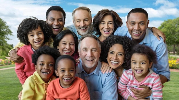 Foto gesichter der glücklichen und freudigen familien