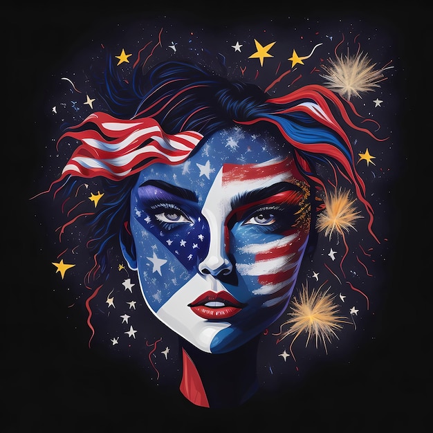 Gesichtsbemalung mit amerikanischer Flagge zum Unabhängigkeitstag