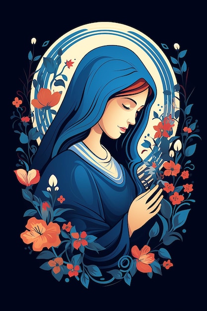 Gestaltung der Jungfrau Maria Vektorbild Muttertag