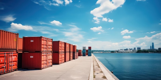 Gestapelte Container veranschaulichen die logistische Szene