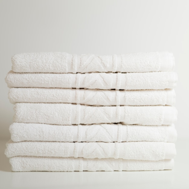Foto gestapelte weiße handtücher