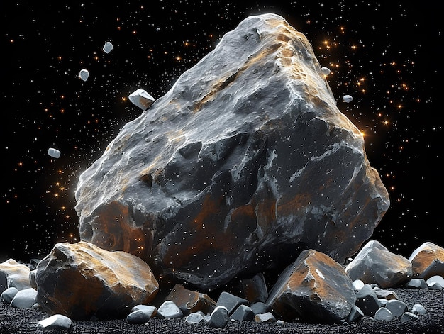 Gesteinsbilder zerquetschtes Gestein Asteroid Meteorit Gestein Objekt Granit Hintergrund