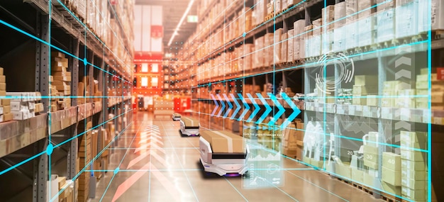 Gestión de almacenes con robótica automatizada Almacenes y conexiones tecnológicasUtilización de la automatización en la gestión de productosSistemas de IA para el trabajo