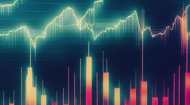 Gestión de dinero en el intercambio de datos del mercado de valores en negocios 3d render Ilustración de trama