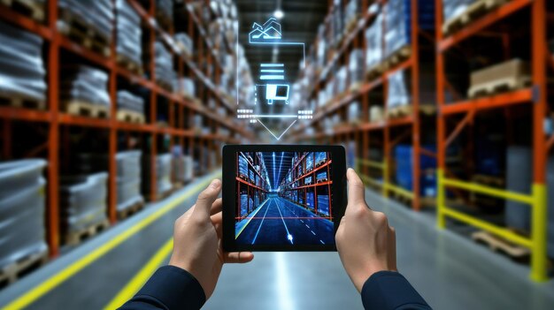 Gestión de inventario de almacén con tableta VR