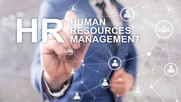 Gestión de recursos humanos HR Team Building y concepto de contratación sobre fondo borroso