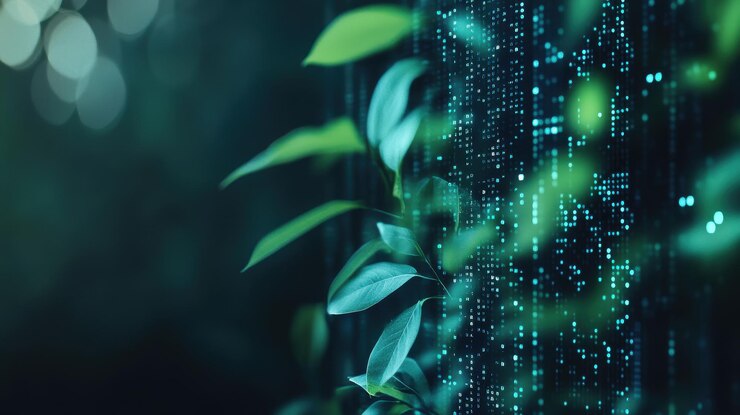 Gestión de rotación de cultivos digital futurista con espacio de copia en un fondo moderno