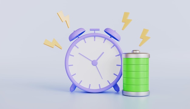 Gestión del tiempo de eficiencia energética y aumento de la energía para la actividad Icono del despertador