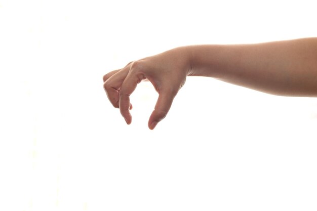 Gesto de la mano aislado en señales blancas de selección de dedos vacíos concepto con espacio de copia