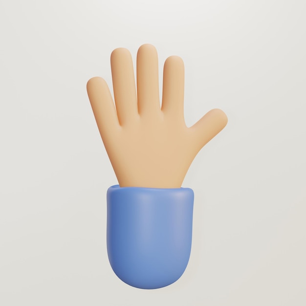 Gesto señalador de la mano del personaje de dibujos animados 3d