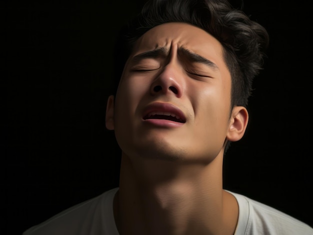 gestos dinámicos emocionales del hombre asiático