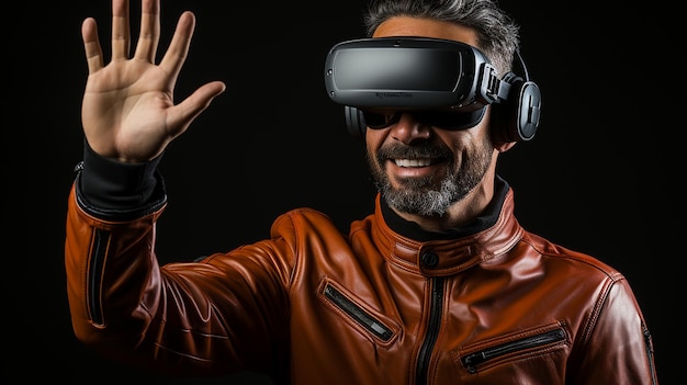 Gestos inmersivos Hombre con gafas de realidad virtual