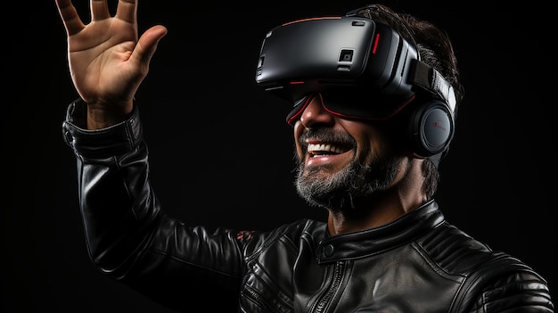 Gestos inmersivos Hombre con gafas de realidad virtual