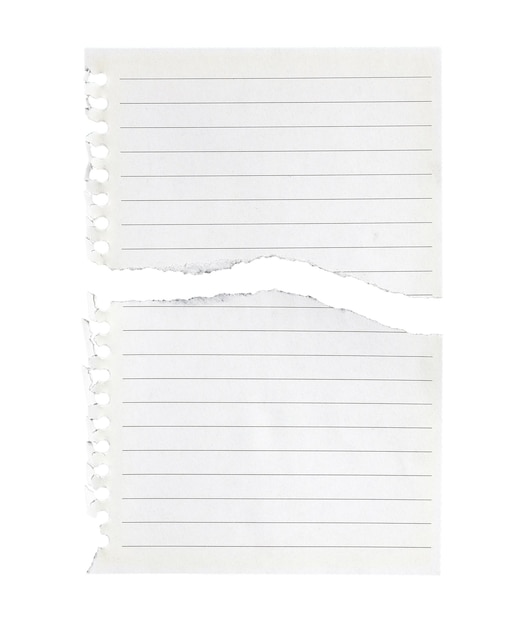 Gestreiftes Notizbuchpapier isoliert auf weißem Hintergrund