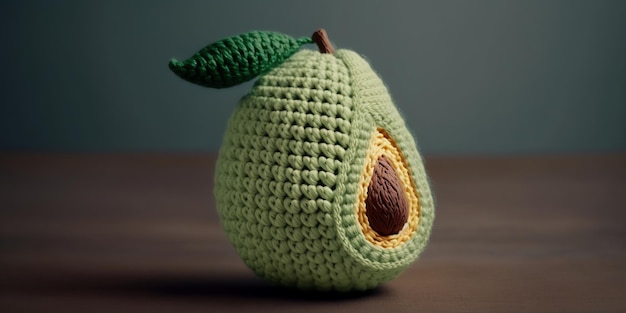 gestrickte kunstillustration der avocadofruchtform gefüllt mit farbe