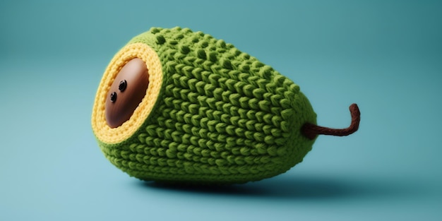 Foto gestrickte kunstillustration der avocadofruchtform gefüllt mit farbe