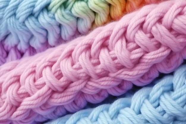 Gestrickter Stoffhintergrund mit bunten Regenbogenfarben