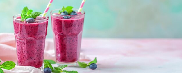 Gesunde Beeren-Smoothies mit Minze