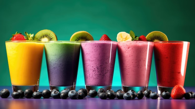 Foto gesunde frucht- und gemüsesmoothies