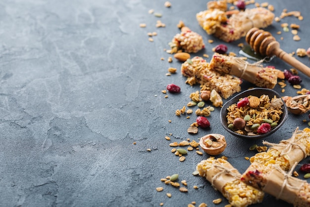 Gesunde hausgemachte Müsli Müsliriegel zum Frühstück