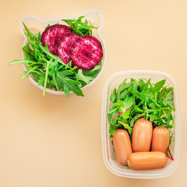 gesunde Mahlzeit Behälter wöchentliches Menü Lunchbox Portion Essen Bio-Diät Lebensmittel frisch