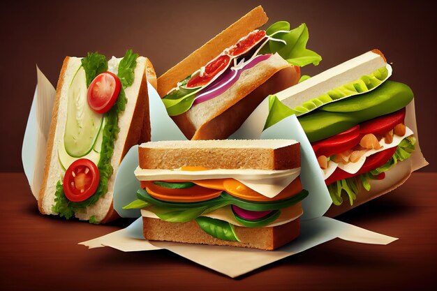 Foto gesunde sandwiches generative ai