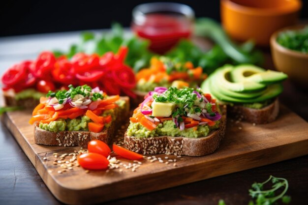 Foto gesunde sandwiches mit vollkornbrot und gemüse