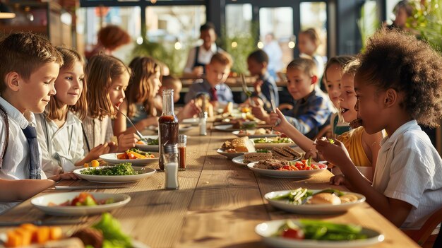 Foto gesunde schulkinder essen