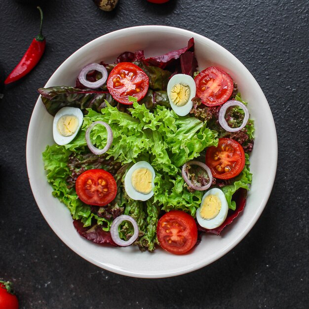gesunder Salat Wachteleier Gemüse, Tomaten, Salat
