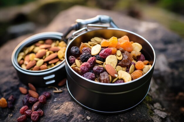 Gesunder Studentenfutter-Snack im wiederverwendbaren Behälter