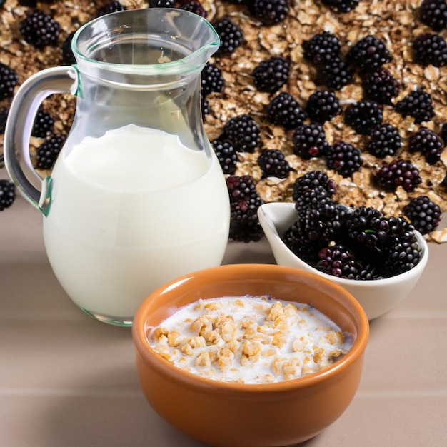 Gesundes Diätmenü Haferflocken mit Milch Gesunde Ernährung