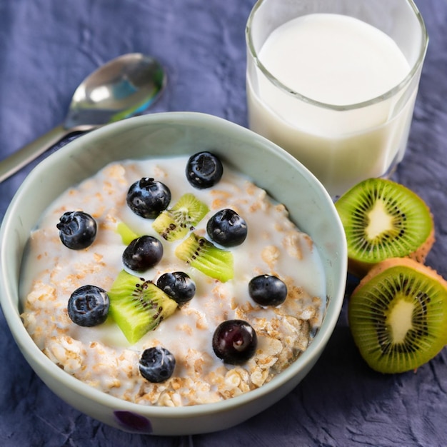 Gesundes Ernährungsmenü Hafer mit Milch Gesundes Essen