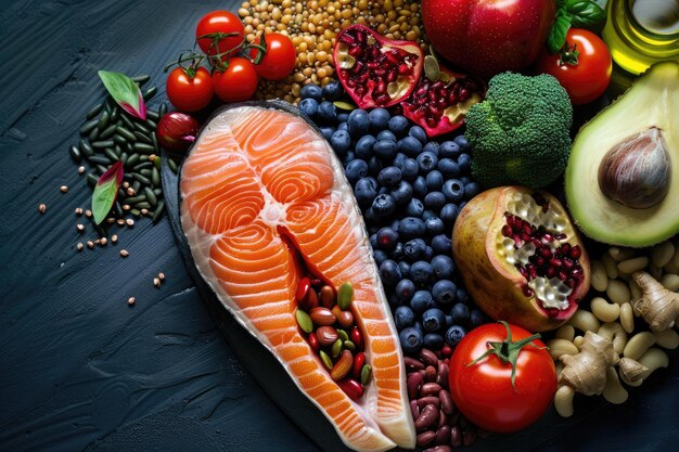 Gesundes Essen im Herz Ernährung abstraktes Konzept Gesundes Essen in der Herzernährung abstraktem Konzept