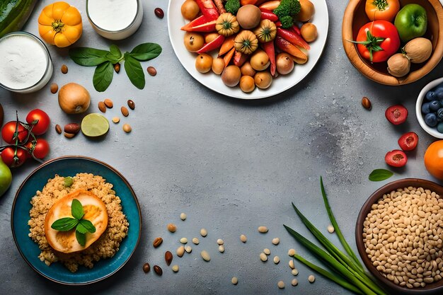 Gesundes Essen mit Platz für Kopien