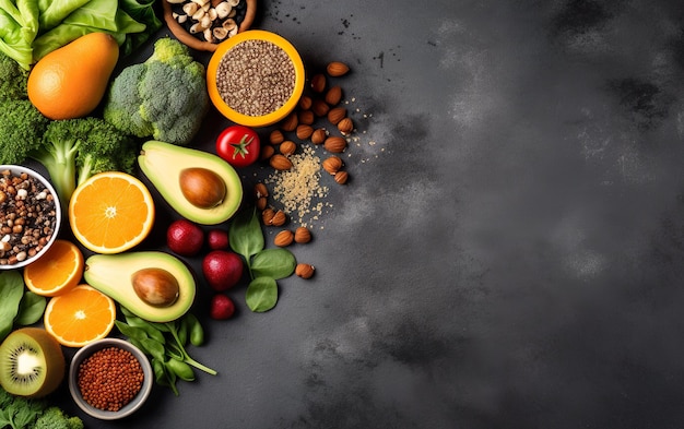 Gesundes Essen sauberes Essen Auswahl von Obst und Gemüse