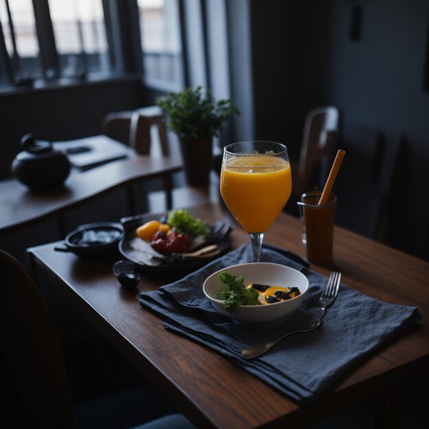 Foto gesundes essen und frischer saft für einen gesunden lebensstil