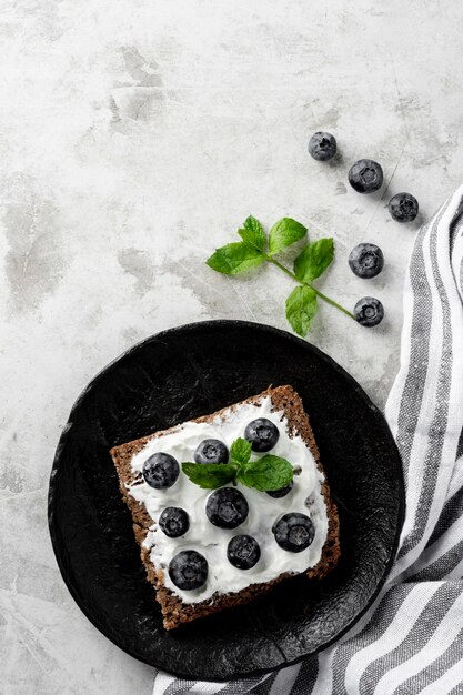 Foto gesundes frühstück mit blaubeeren