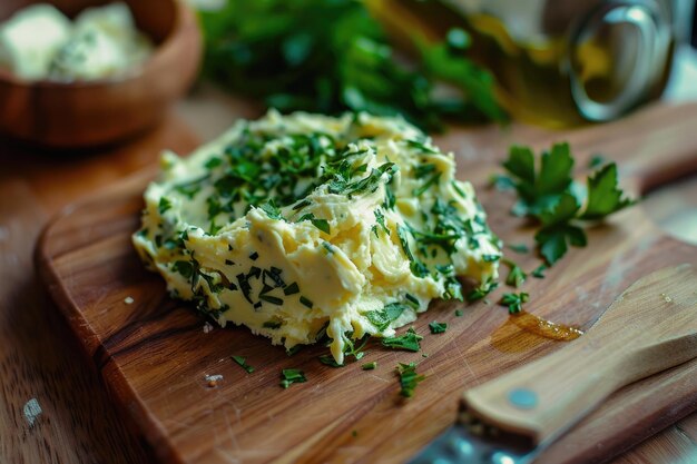 Foto gesundes hausgemachtes kräuterbutter