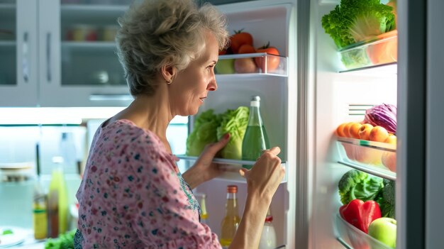 Foto gesundes kochen ein blick aus dem kühlschrank