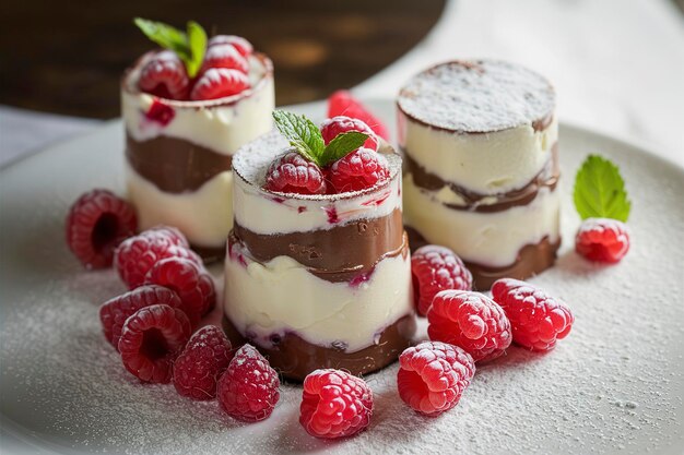 Gesundes Schokolade-Joghurt-Dessert mit Himbeeren