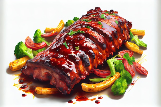 Gesundes und frisches Barbecue Ribs Essen