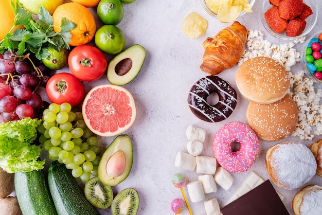 Foto gesundes und ungesundes essen