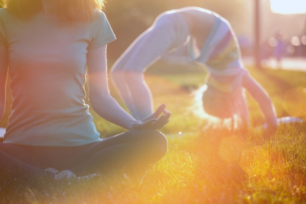 Foto gesundes und yoga-konzept