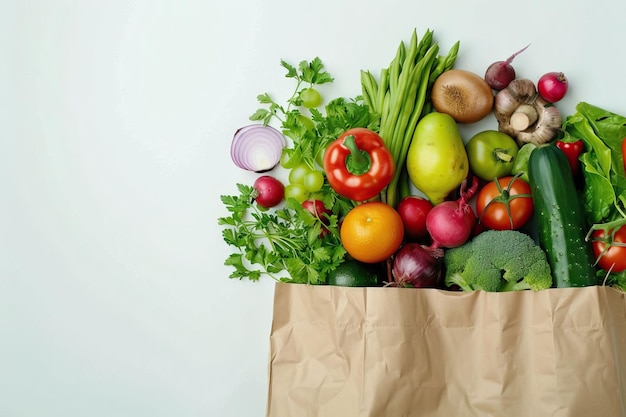 Gesundes veganes Lebensmittel-Lieferkonzept mit Gemüse und Obst