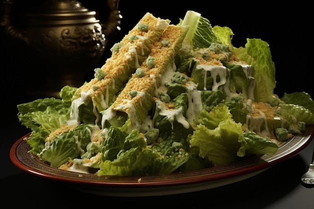 Gesundes Vergnügen Caesar Salat Szene Caesar Salat Foto