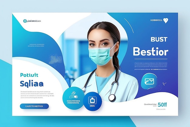 Foto gesundheits-social-media-post-schablone-promotion-quadrat-web-banner für krankenhaus und klinik