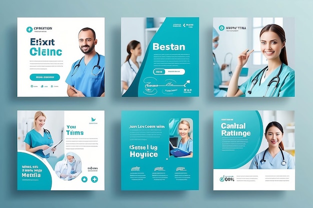 Gesundheits-Social-Media-Post-Schablone-Promotion-Quadrat-Web-Banner für Krankenhaus und Klinik